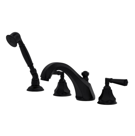 ROHL A1904LMMB Palladian 4-Hole Deck Mount Tub Filler In Matte Black