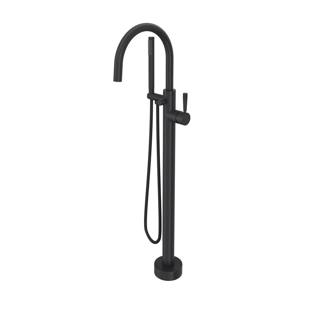 ROHL TMB06HF1LMMB Knurled Single Hole Floor Mount Tub Filler Trim In Matte Black