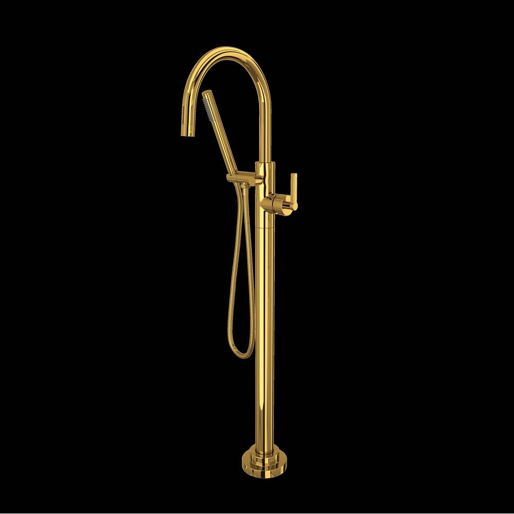ROHL TLB06HF1LMULB Lombardia Single Hole Floor Mount Tub Filler Trim In Unlacquered Brass