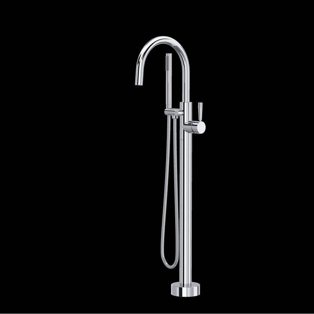 ROHL TMB06HF1LMAPC Knurled Single Hole Floor Mount Tub Filler Trim In Polished Chrome