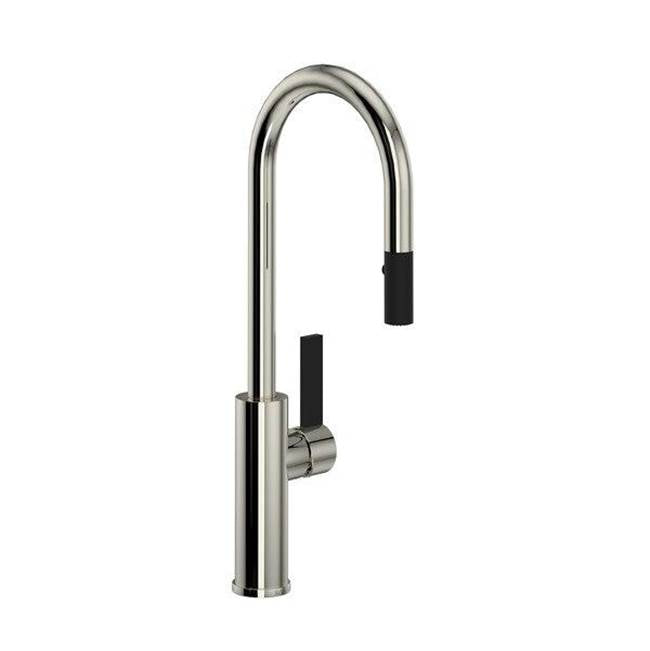 ROHL TR65D1LBPN Tuario Pull-Down Bar/Food Prep Kitchen Faucet With C-Spout In Polished Nickel
