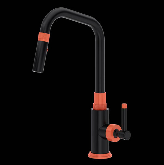 ROHL A3431ILMBO-2 Campo Pull-Down Kitchen Faucet In Matte Black/Orange