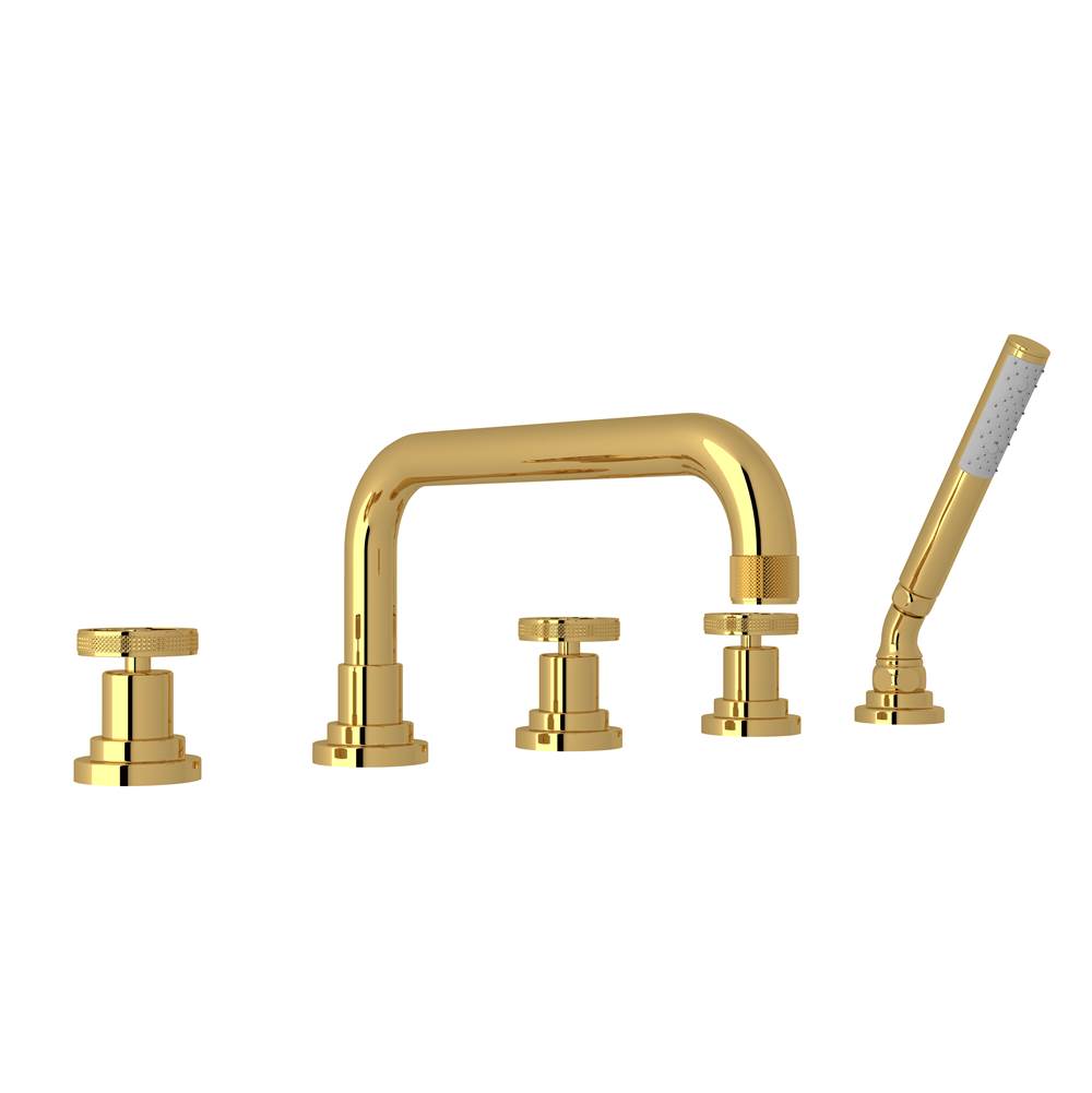 ROHL A3314IWULB Campo 5-Hole Deck Mount Tub Filler In Unlacquered Brass