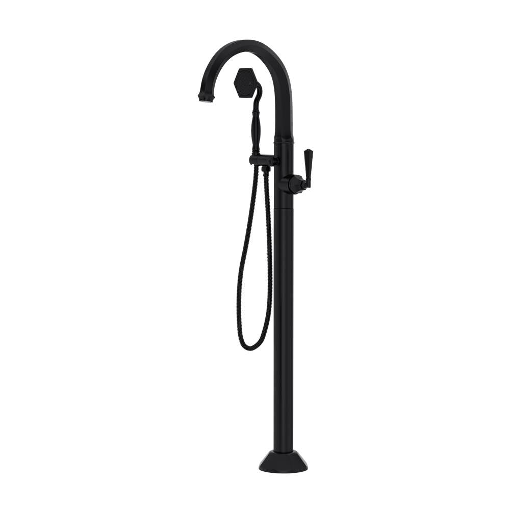 ROHL TPN06HF1LMMB Palladian Single Hole Floor Mount Tub Filler Trim In Matte Black