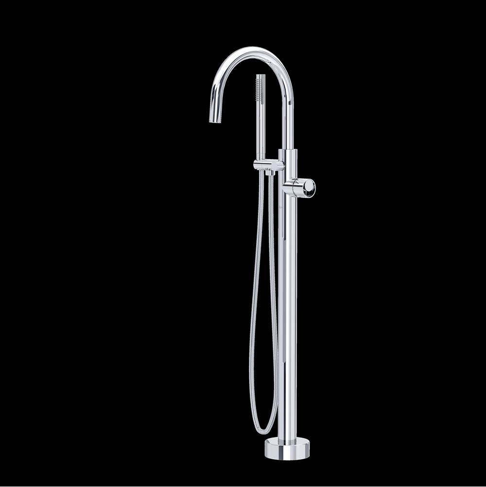 ROHL TEC06HF1IWAPC Eclissi Single Hole Floor Mount Tub Filler Trim With C-Spout In Polished Chrome