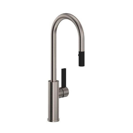 ROHL TR65D1LBSTN Tuario Pull-Down Bar/Food Prep Kitchen Faucet With C-Spout In Satin Nickel