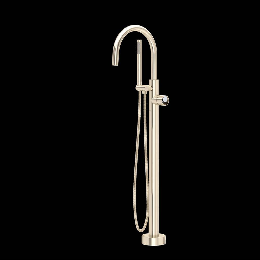 ROHL TEC06HF1IWSNC Eclissi Single Hole Floor Mount Tub Filler Trim With C-Spout In Satin Nickel/Polished Chrome