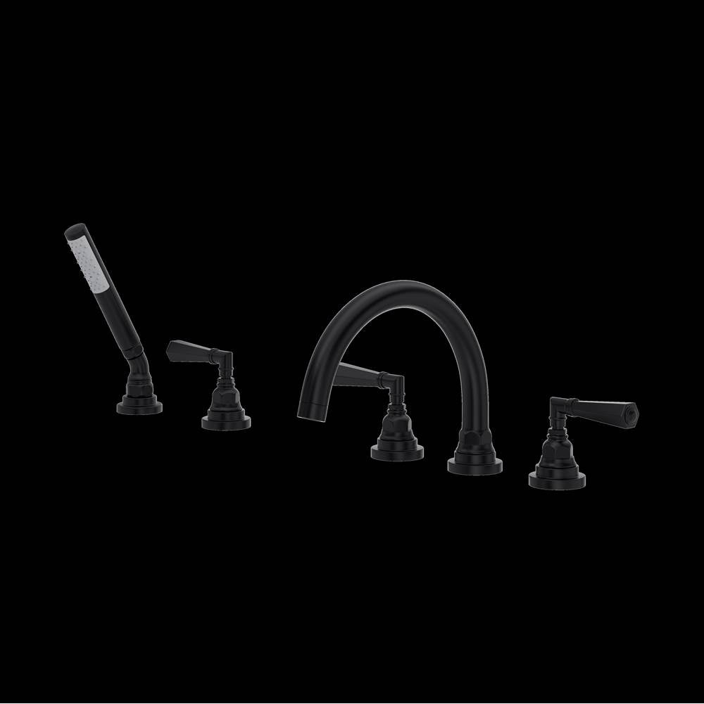 ROHL A2314LMMB San Giovanni 5-Hole Deck Mount Tub Filler In Matte Black