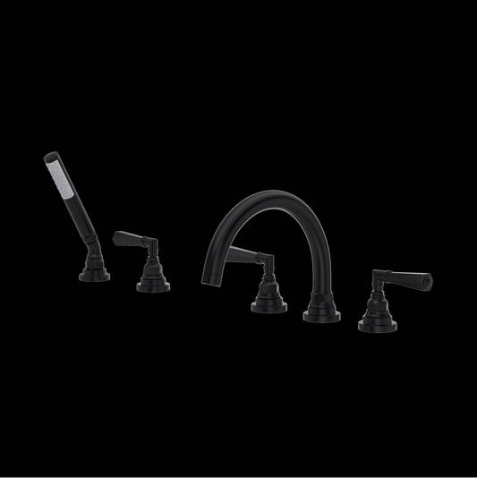 ROHL A2314LMMB San Giovanni 5-Hole Deck Mount Tub Filler In Matte Black