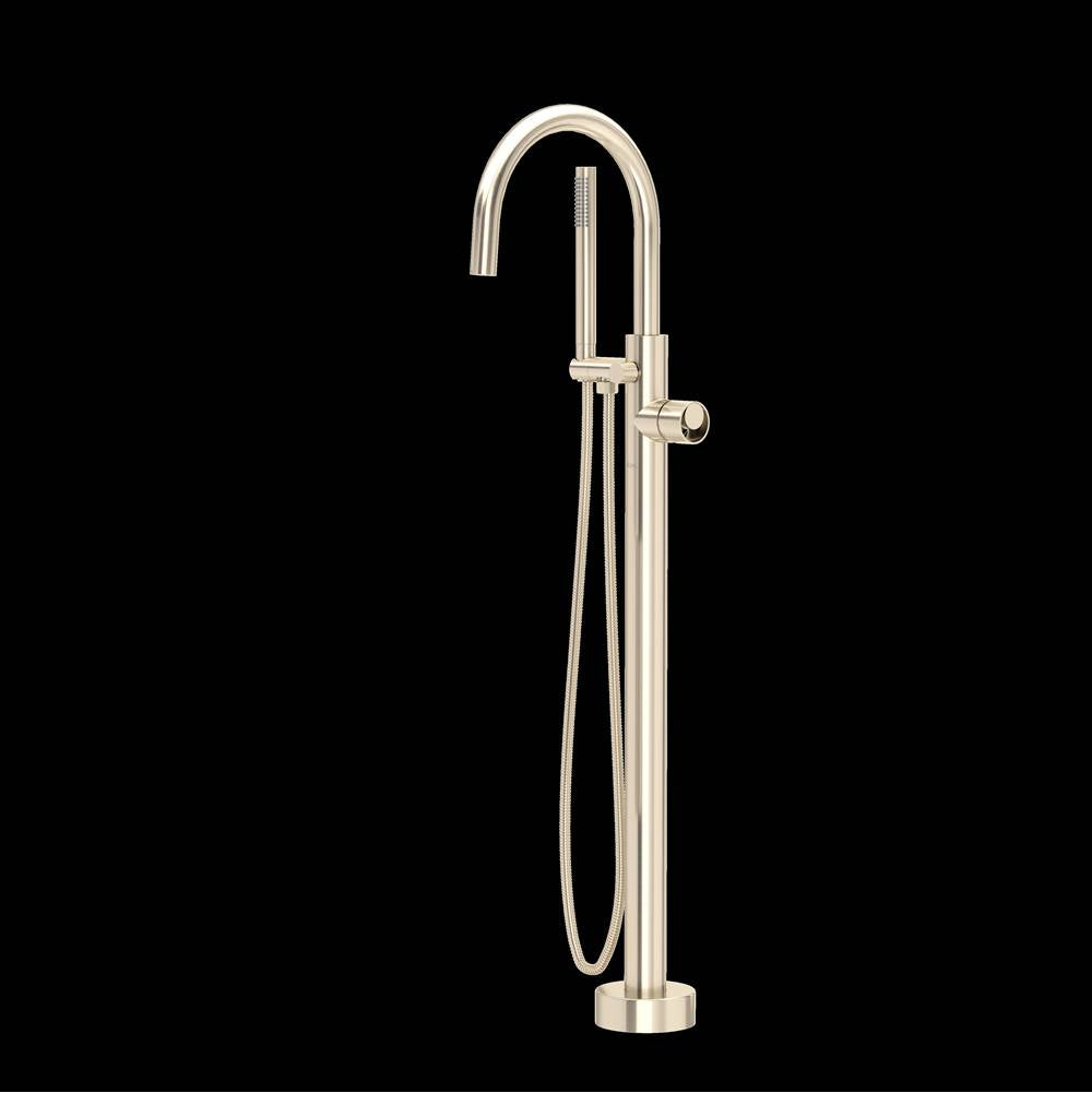 ROHL TEC06HF1IWSTN Eclissi Single Hole Floor Mount Tub Filler Trim With C-Spout In Satin Nickel