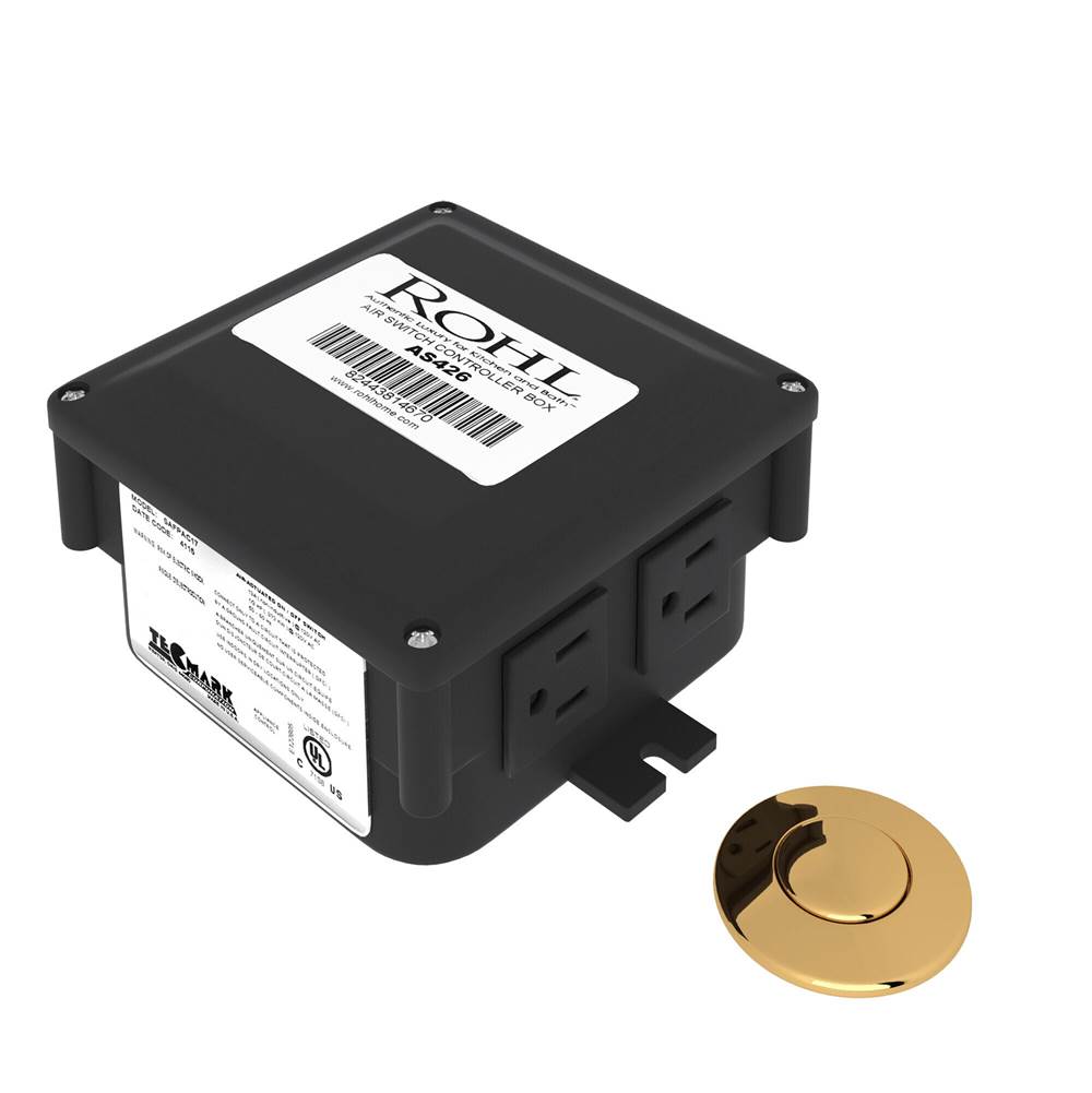 ROHL AS450ULB Waste Disposal Control Box With Air Switch Button In Unlacquered Brass
