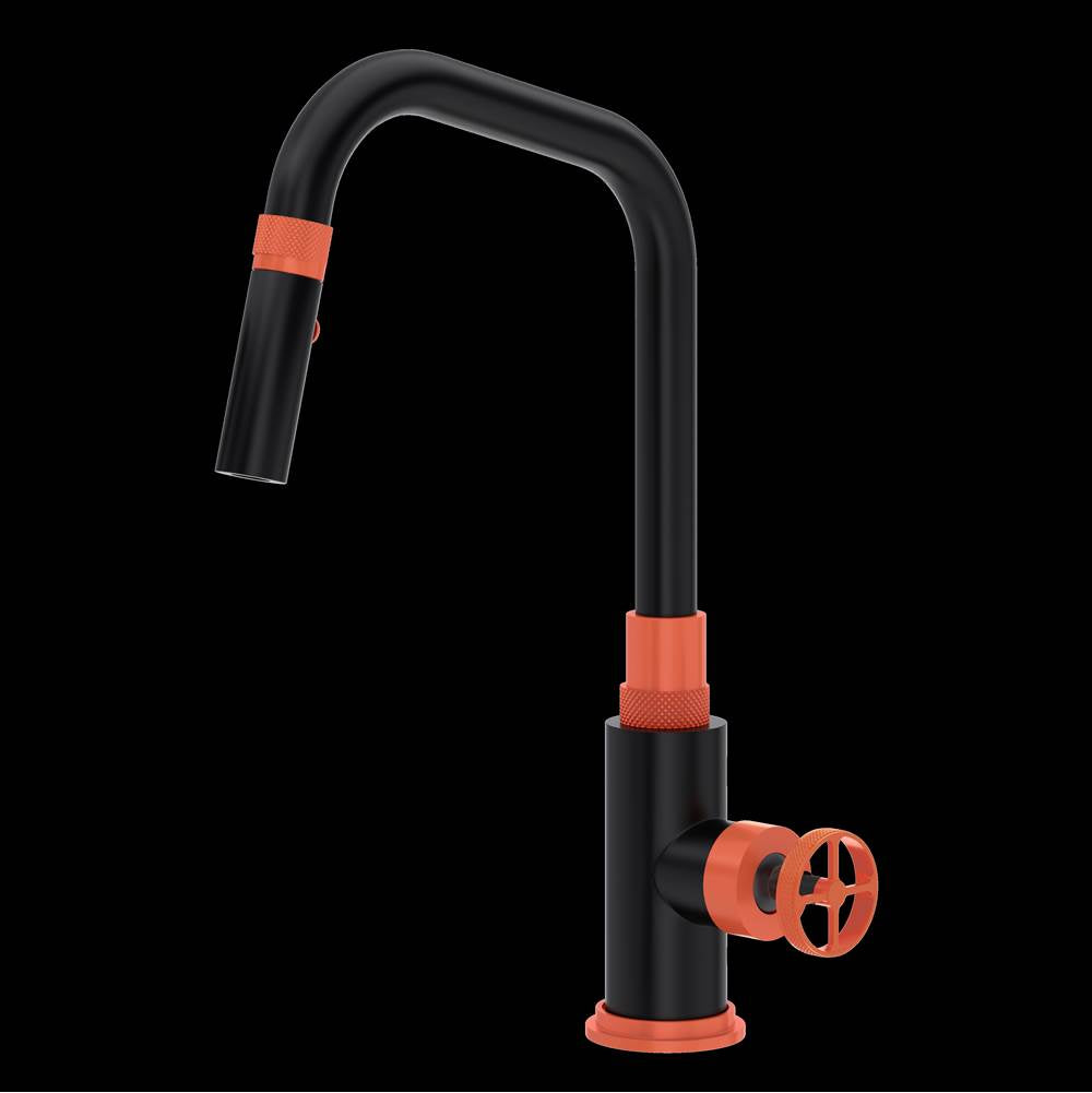 ROHL CP56D1IWMBO Campo Pull-Down Kitchen Faucet In Matte Black/Orange