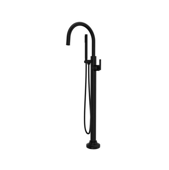 ROHL TAP05HF1LMMB Apothecary Single Hole Floor Mount Tub Filler Trim In Matte Black