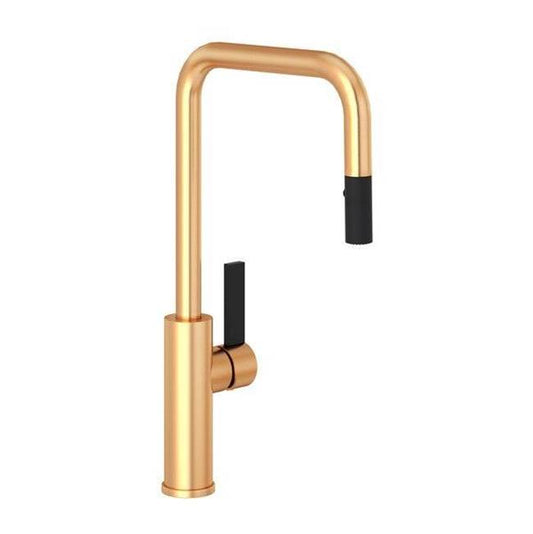ROHL TR56D1LBSG Tuario Pull-Down Kitchen Faucet With U-Spout In Satin Gold