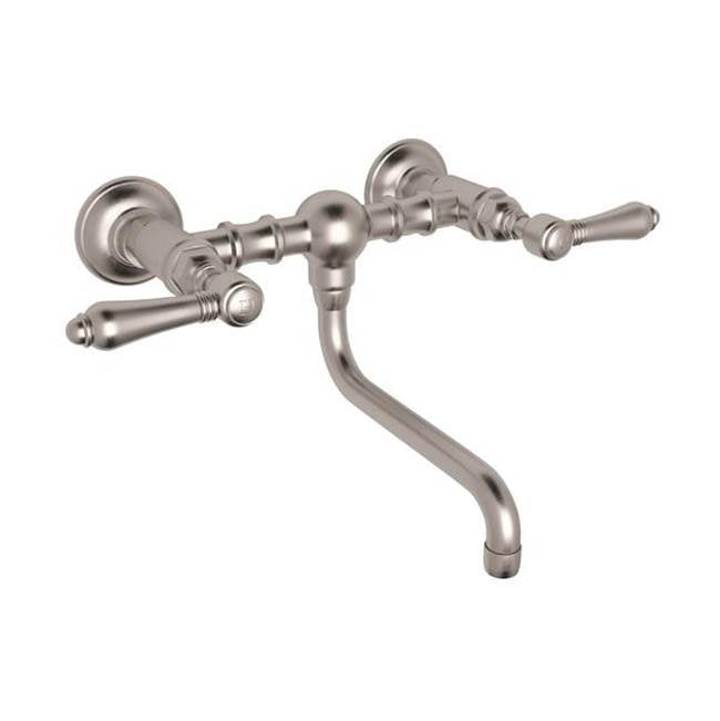 ROHL A1405/44LMSTN-2 Acqui Wall Mount Bridge Lavatory Faucet In Satin Nickel