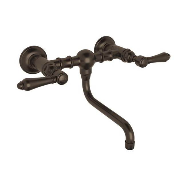 ROHL A1405/44LMTCB-2 Acqui Wall Mount Bridge Lavatory Faucet In Tuscan Brass