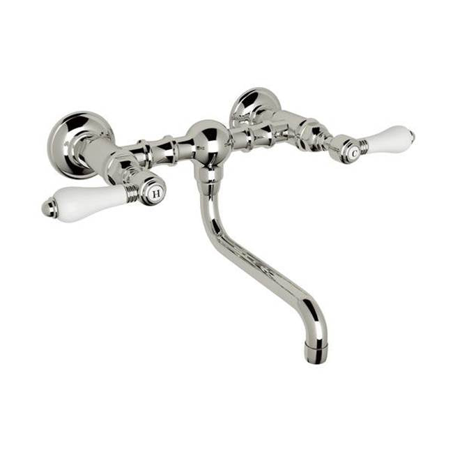 ROHL A1405/44LPPN-2 Acqui Wall Mount Bridge Lavatory Faucet In Polished Nickel