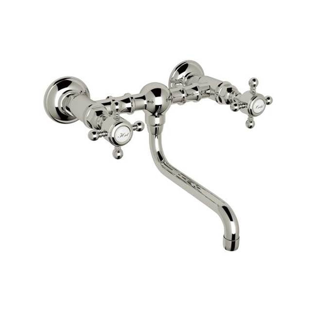 ROHL A1405/44XMPN-2 Acqui Wall Mount Bridge Lavatory Faucet In Polished Nickel