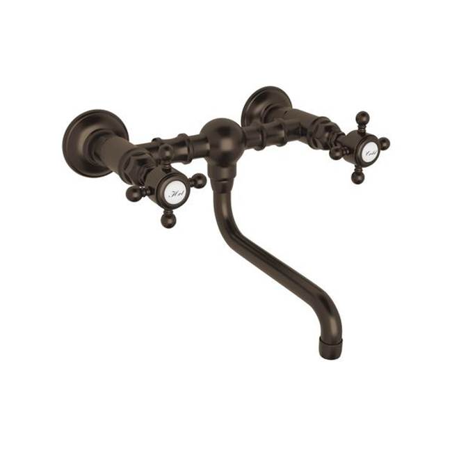 ROHL A1405/44XMTCB-2 Acqui Wall Mount Bridge Lavatory Faucet In Tuscan Brass