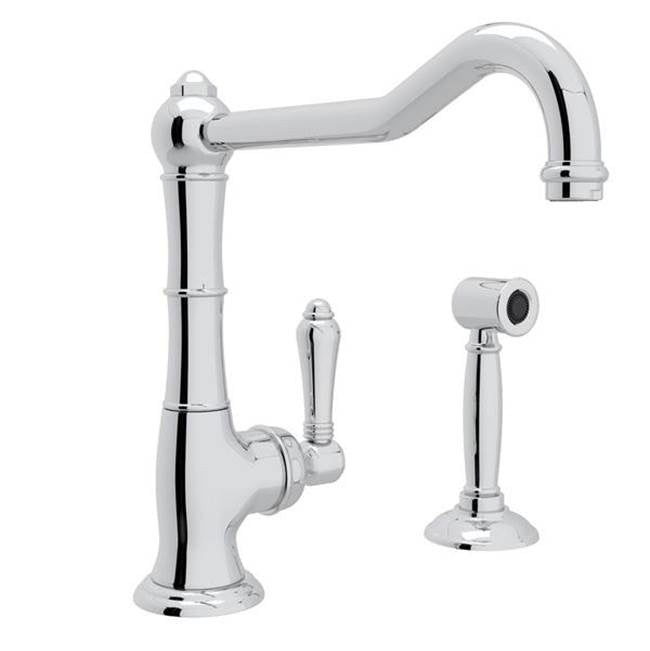 ROHL A3650/11LMWSAPC-2 Acqui Extended Spout Kitchen Faucet With Side Spray In Polished Chrome