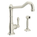 ROHL A3650/11LMWSPN-2 Acqui Extended Spout Kitchen Faucet With Side Spray In Polished Nickel