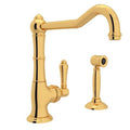 ROHL A3650/11LMWSIB-2 Acqui Extended Spout Kitchen Faucet With Side Spray In Italian Brass