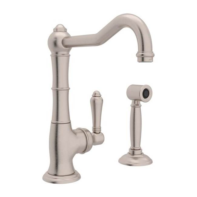 ROHL A3650/6.5LMWSSTN-2 Acqui Bar/Food Prep Kitchen Faucet With Side Spray In Satin Nickel
