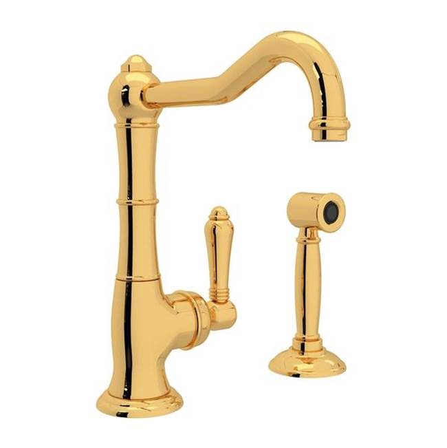 ROHL A3650/6.5LMWSIB-2 Acqui Bar/Food Prep Kitchen Faucet With Side Spray In Italian Brass