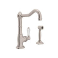 ROHL A3650/6.5LPWSSTN-2 Acqui Bar/Food Prep Kitchen Faucet With Side Spray In Satin Nickel