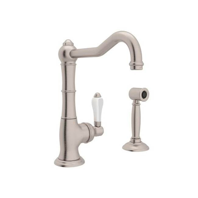 ROHL A3650/6.5LPWSSTN-2 Acqui Bar/Food Prep Kitchen Faucet With Side Spray In Satin Nickel
