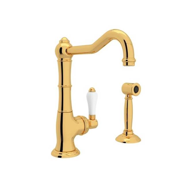 ROHL A3650/6.5LPWSIB-2 Acqui Bar/Food Prep Kitchen Faucet With Side Spray In Italian Brass