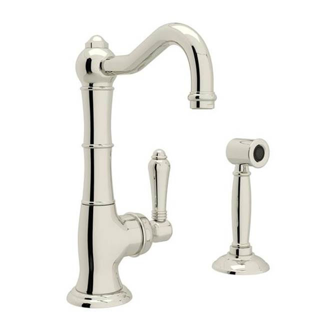 ROHL A3650LMWSPN-2 Acqui Kitchen Faucet With Side Spray In Polished Nickel