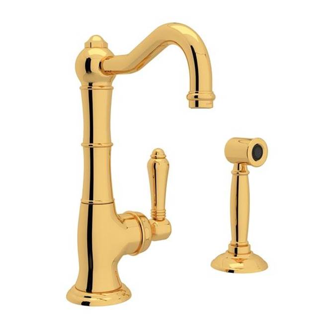 ROHL A3650LMWSIB-2 Acqui Kitchen Faucet With Side Spray In Italian Brass
