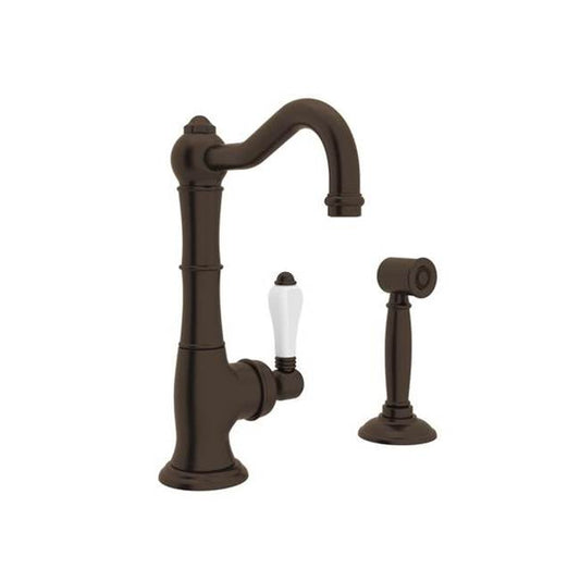 ROHL A3650LPWSTCB-2 Acqui Kitchen Faucet With Side Spray In Tuscan Brass