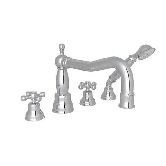 ROHL AC262X-APC Arcana 4-Hole Deck Mount Tub Filler With Column Spout In Polished Chrome