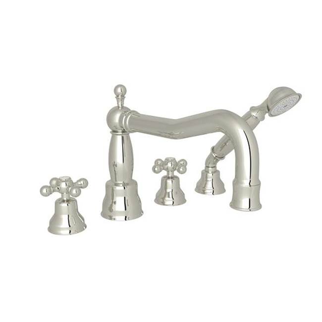 ROHL AC262X-PN Arcana 4-Hole Deck Mount Tub Filler With Column Spout In Polished Nickel