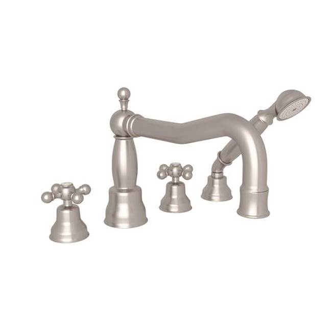 ROHL AC262X-STN Arcana 4-Hole Deck Mount Tub Filler With Column Spout In Satin Nickel