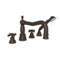 ROHL AC262X-TCB Arcana 4-Hole Deck Mount Tub Filler With Column Spout In Tuscan Brass