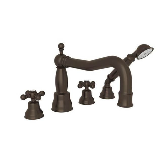 ROHL AC262X-TCB Arcana 4-Hole Deck Mount Tub Filler With Column Spout In Tuscan Brass