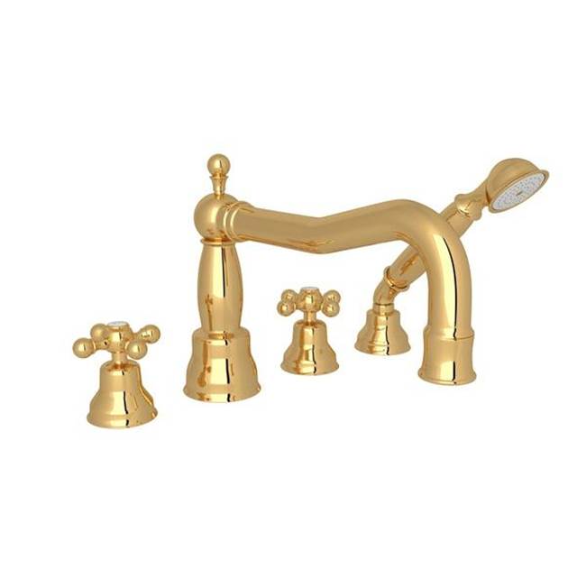 ROHL AC262X-IB Arcana 4-Hole Deck Mount Tub Filler With Column Spout In Italian Brass