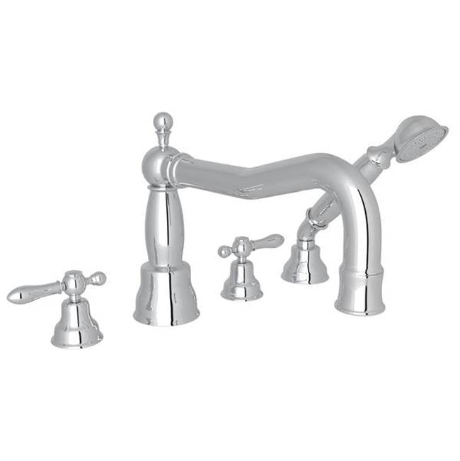 ROHL AC262LM-APC Arcana 4-Hole Deck Mount Tub Filler With Column Spout In Polished Chrome