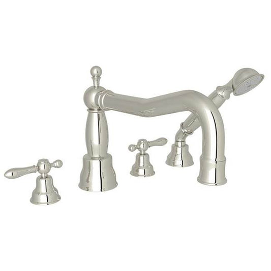 ROHL AC262LM-PN Arcana 4-Hole Deck Mount Tub Filler With Column Spout In Polished Nickel
