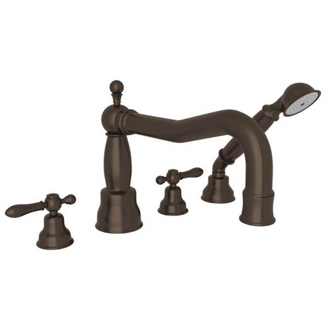 ROHL AC262LM-TCB Arcana 4-Hole Deck Mount Tub Filler With Column Spout In Tuscan Brass