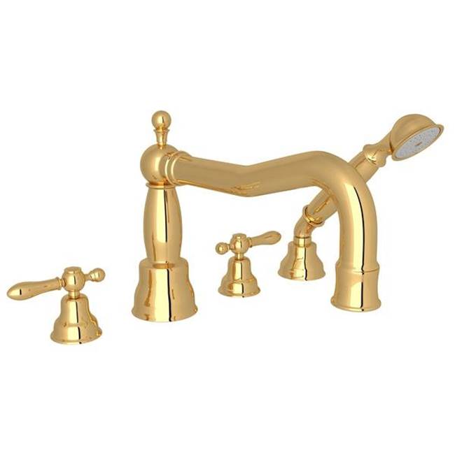 ROHL AC262LM-IB Arcana 4-Hole Deck Mount Tub Filler With Column Spout In Italian Brass