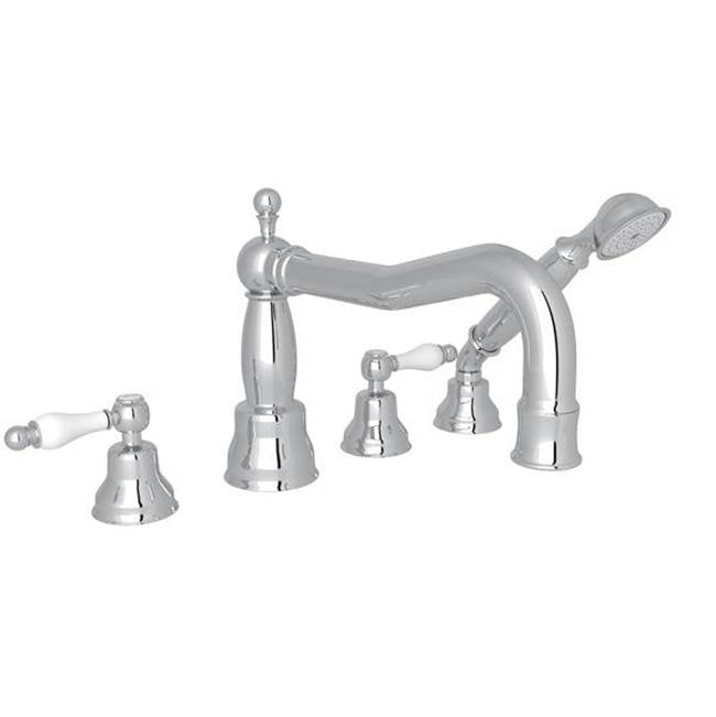 ROHL AC262OP-APC Arcana 4-Hole Deck Mount Tub Filler With Column Spout In Polished Chrome