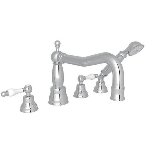 ROHL AC262OP-APC Arcana 4-Hole Deck Mount Tub Filler With Column Spout In Polished Chrome