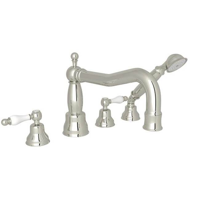 ROHL AC262OP-PN Arcana 4-Hole Deck Mount Tub Filler With Column Spout In Polished Nickel