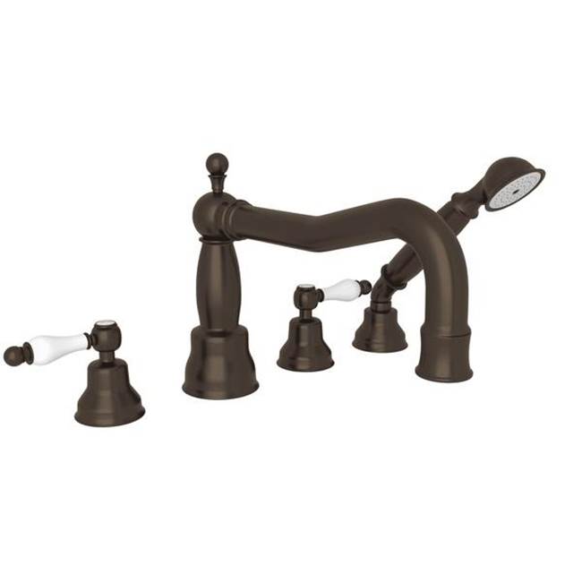 ROHL AC262OP-TCB Arcana 4-Hole Deck Mount Tub Filler With Column Spout In Tuscan Brass