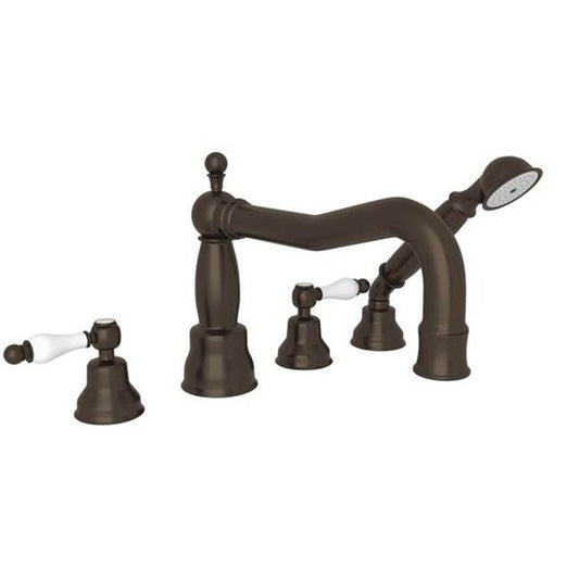 ROHL AC262OP-TCB Arcana 4-Hole Deck Mount Tub Filler With Column Spout In Tuscan Brass