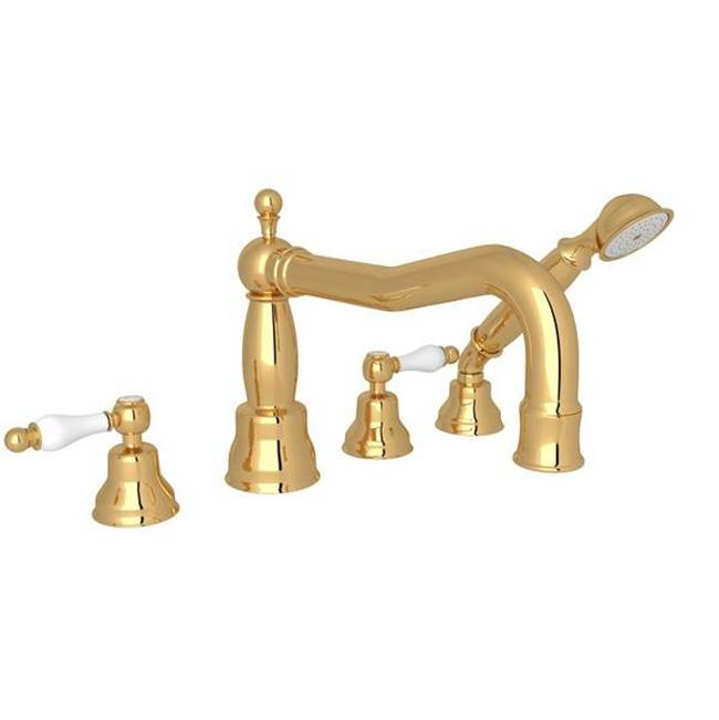ROHL AC262OP-IB Arcana 4-Hole Deck Mount Tub Filler With Column Spout In Italian Brass